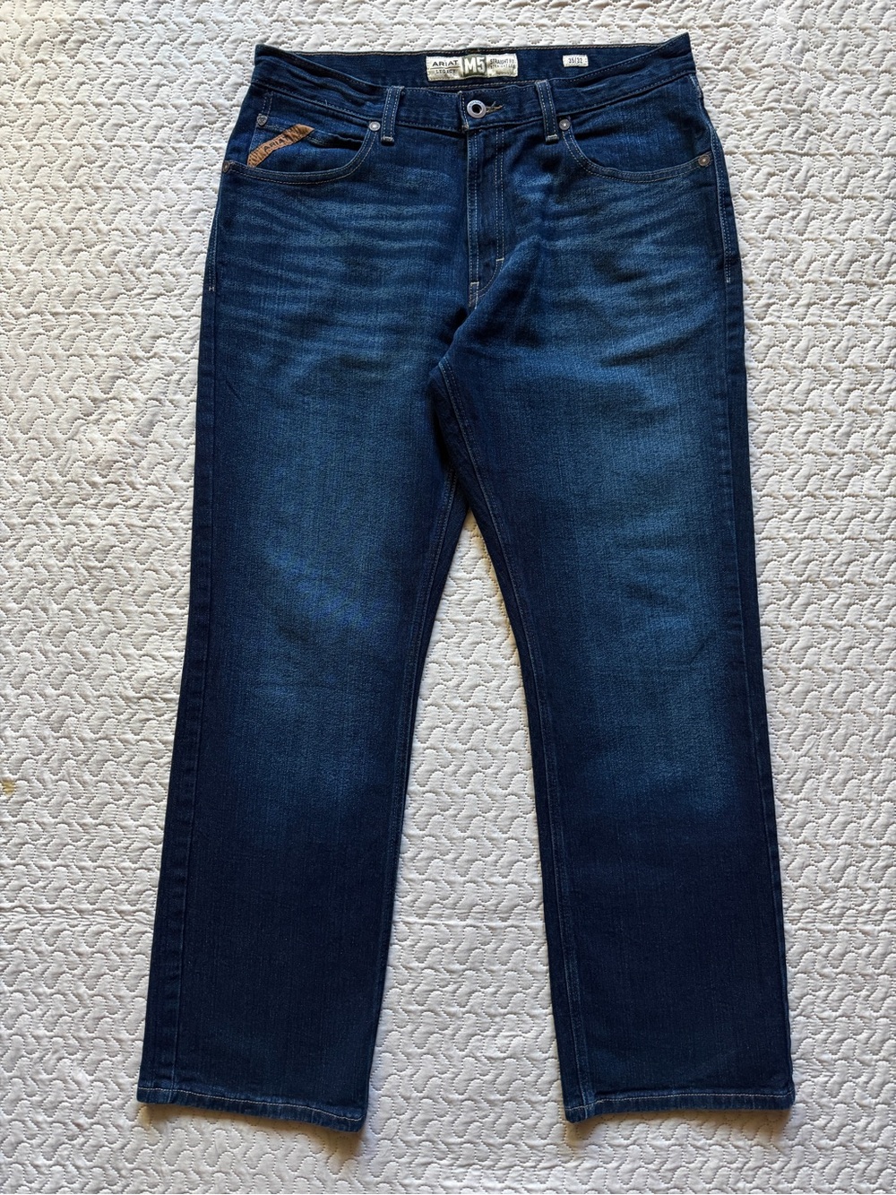 Ariat M5 Legacy Stretch Men’s Jeans 35x32 Straight Fit #9 Durham Blue Denim